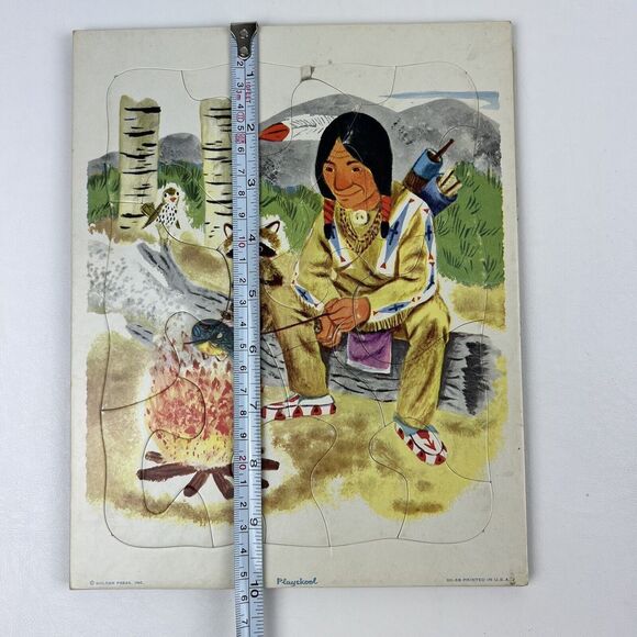 PLAYSKOOL Native American VTG 50s Puzzle Lot Indian  80-6A 6B USA Golden Press - Picture 9 of 10